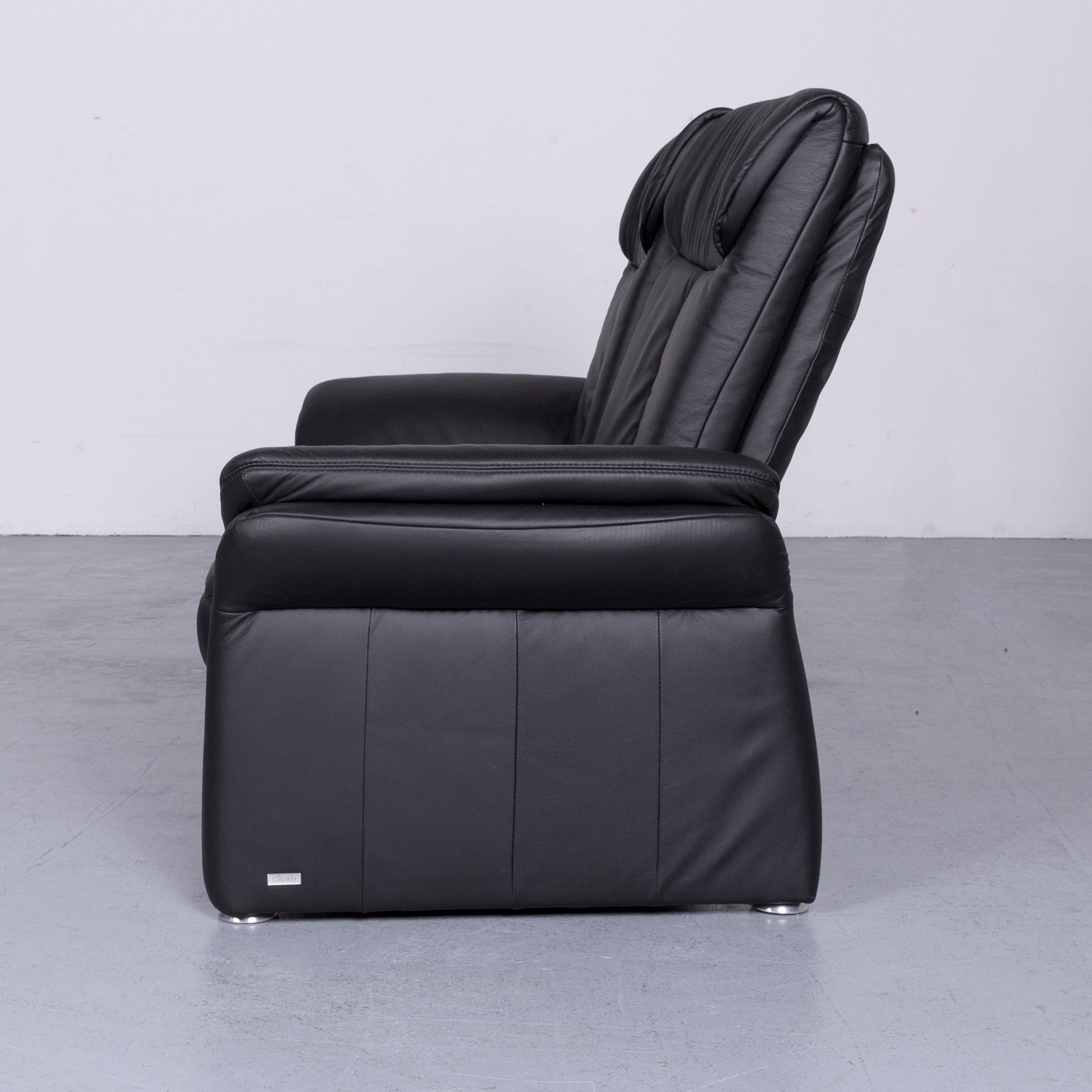 Casada Designer Leather Sofa Armchair Set Black Two-Seat Couch Recliner For Sale 8