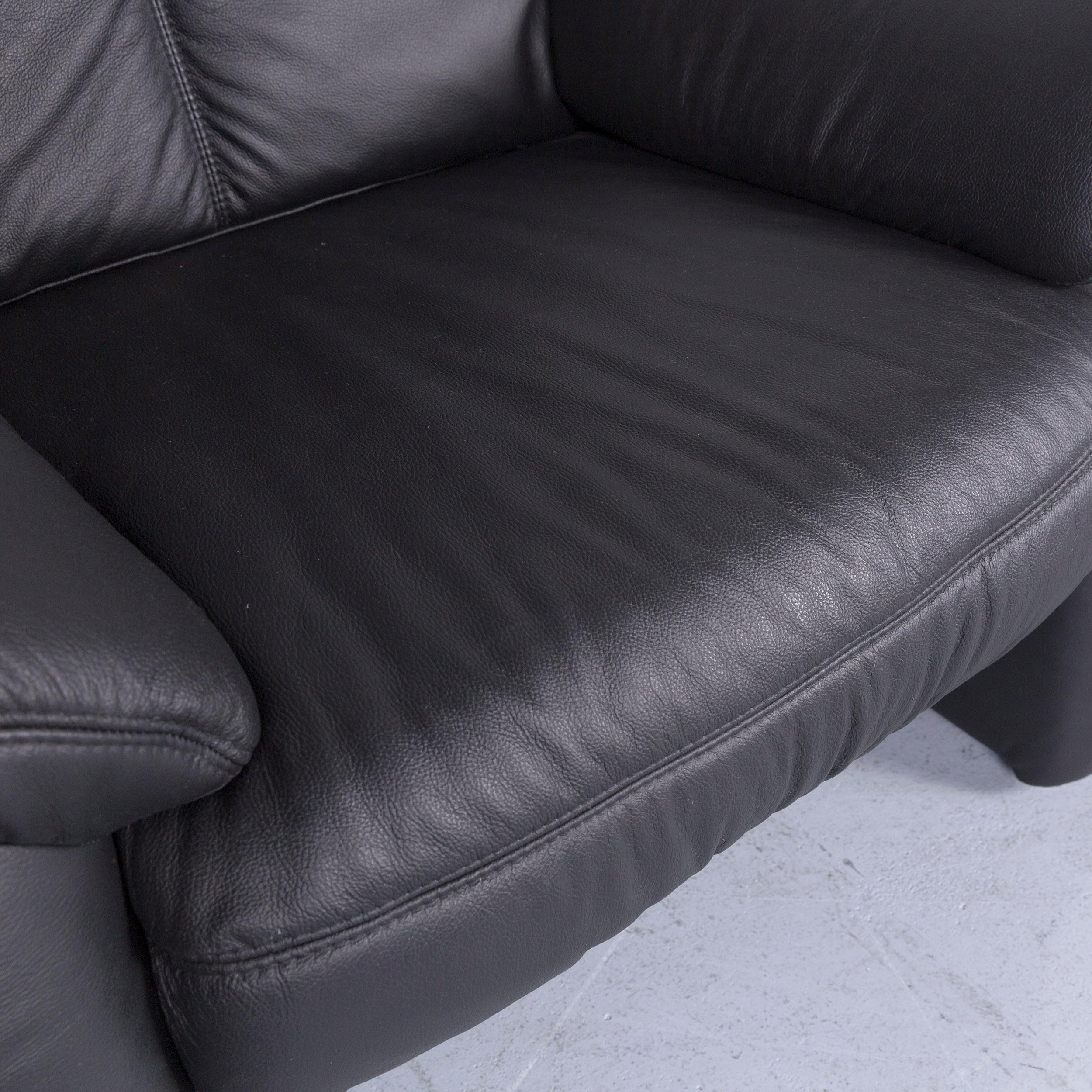 Casada Designer Leather Sofa Armchair Set Black Two-Seat Couch Recliner For Sale 11