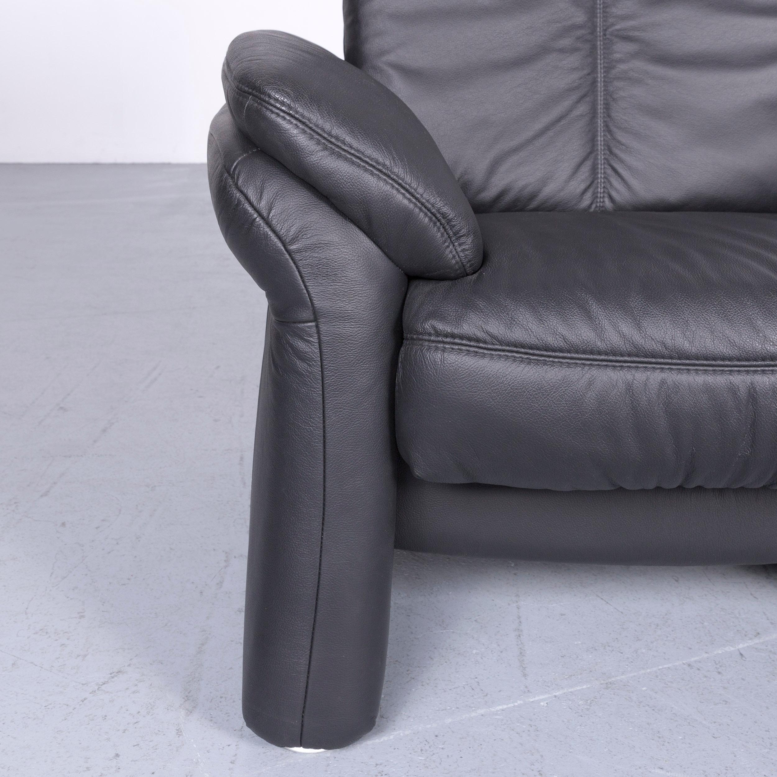 Casada Designer Leather Sofa Armchair Set Black Two-Seat Couch Recliner For Sale 12