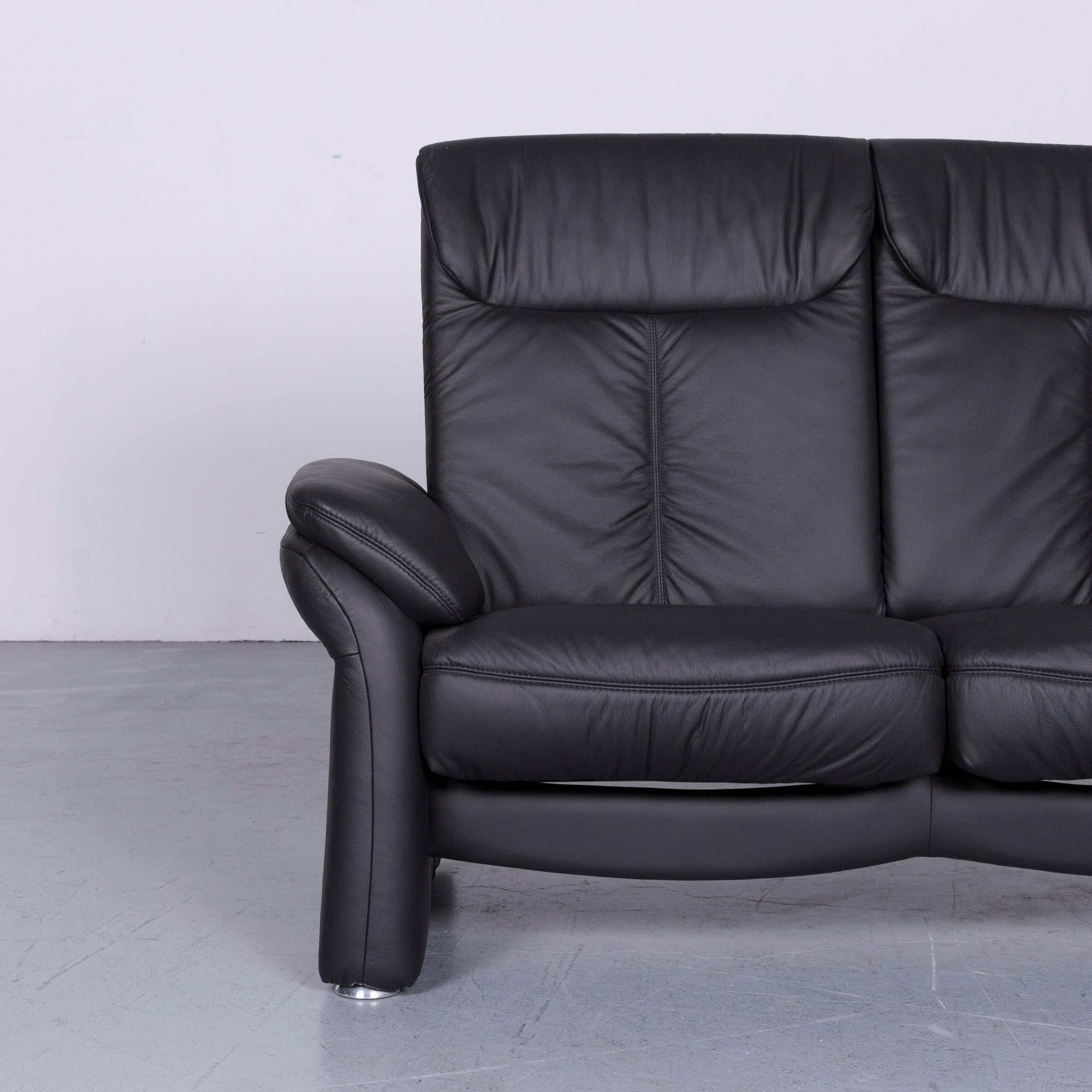 Casada Designer Leather Sofa Armchair Set Black Two-Seat Couch Recliner For Sale 1