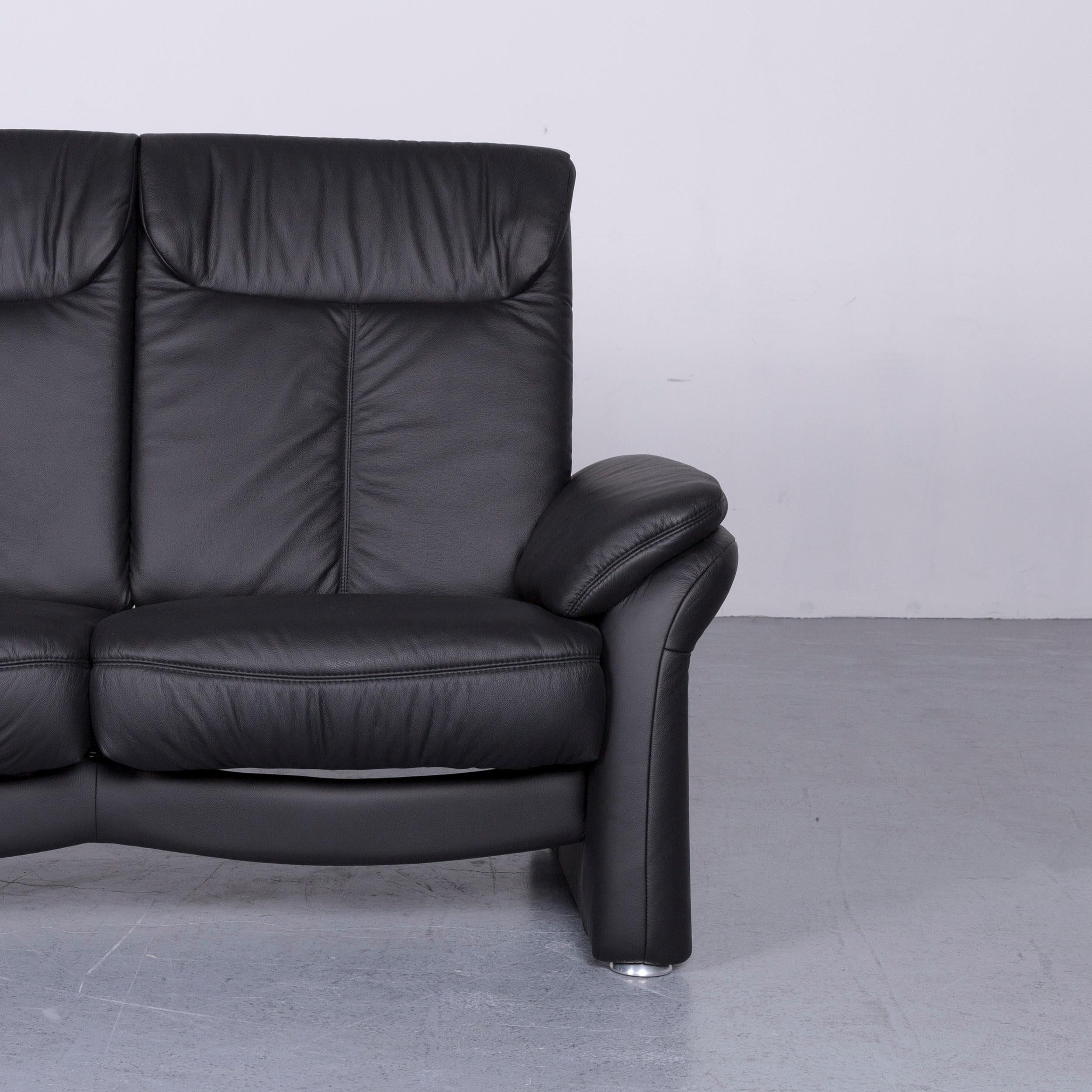 Casada Designer Leather Sofa Armchair Set Black Two-Seat Couch Recliner For Sale 2