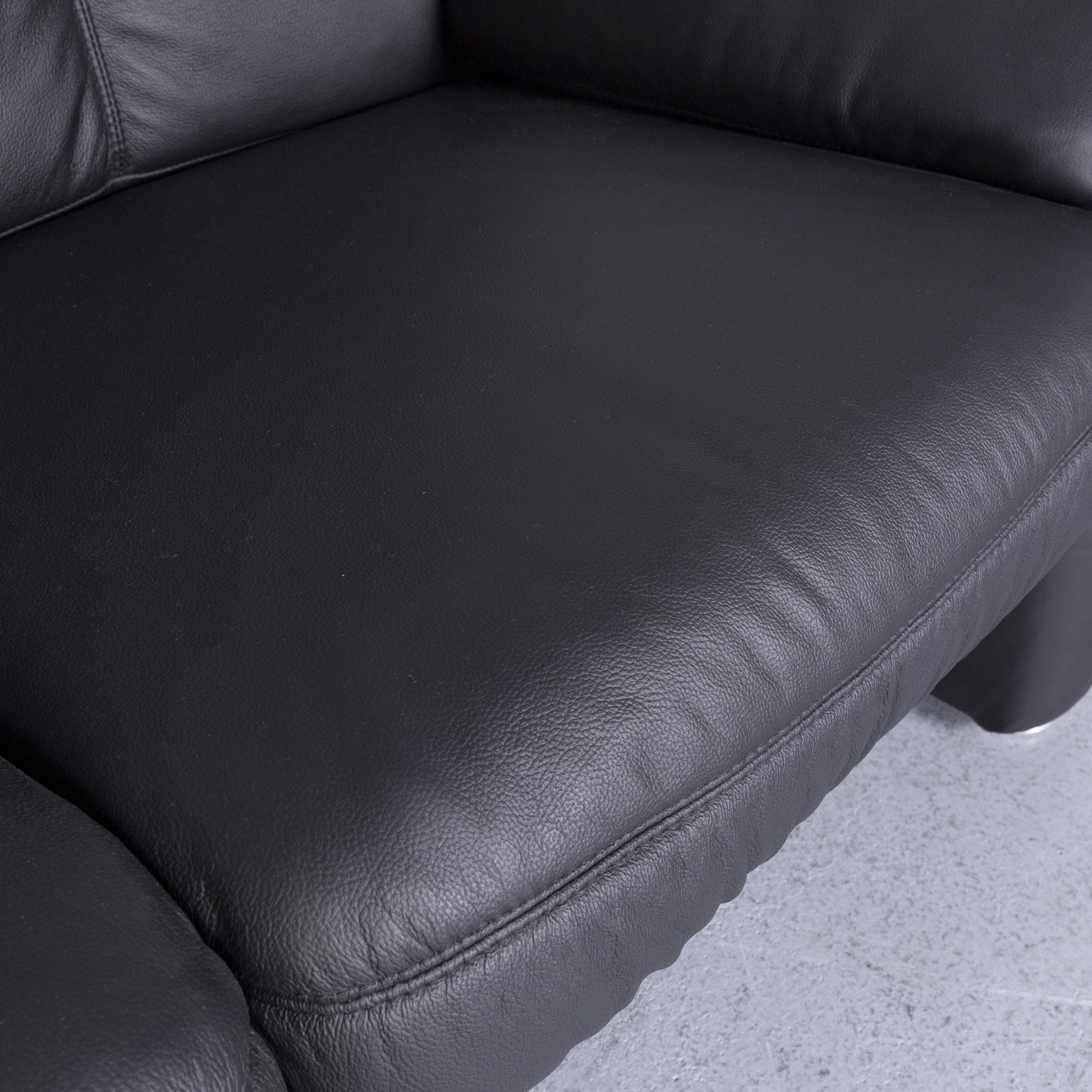 Casada Designer Leather Sofa Armchair Set Black Two-Seat Couch Recliner For Sale 3