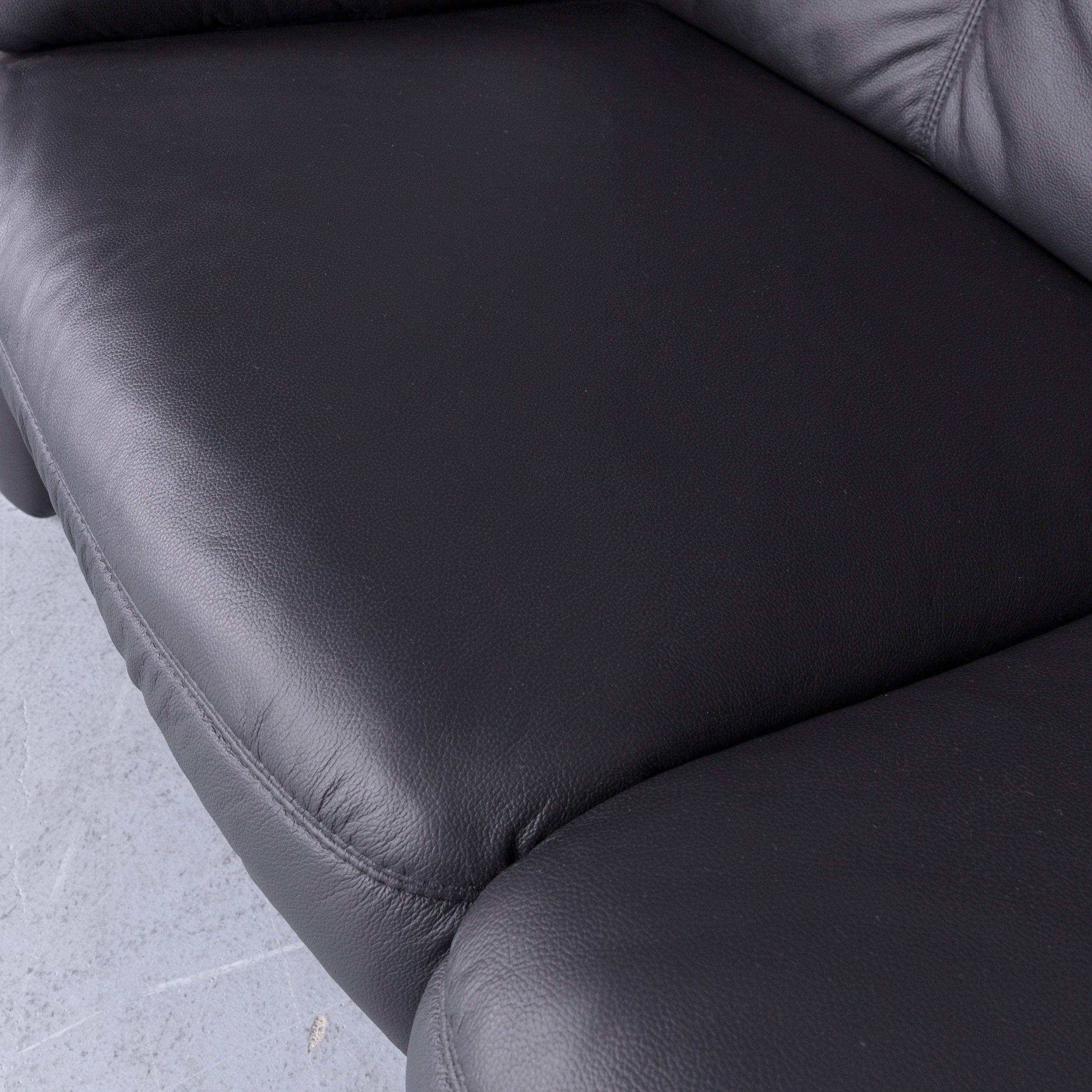 Casada Designer Leather Sofa Armchair Set Black Two-Seat Couch Recliner For Sale 4