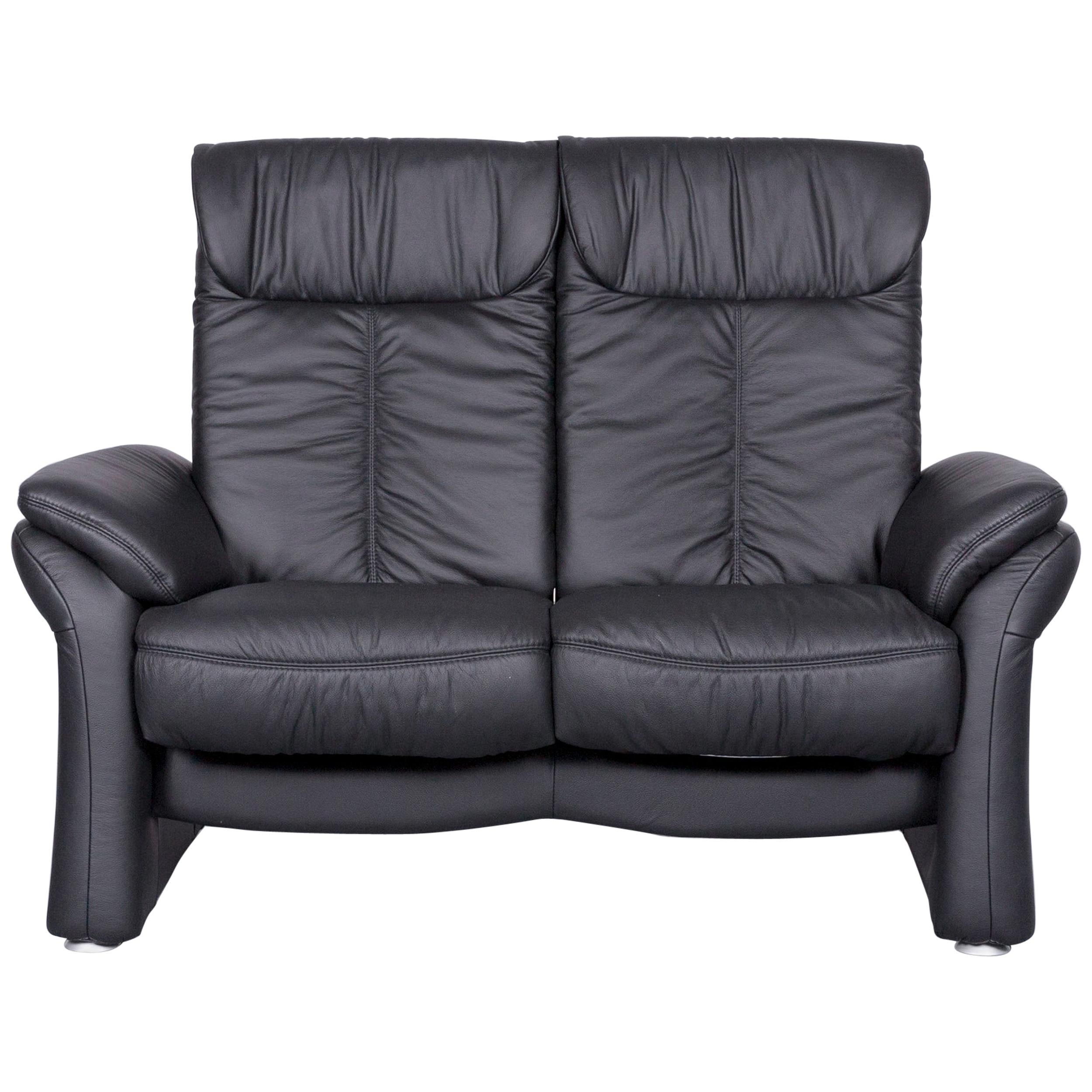 Casada Designer Leather Sofa Black Two-Seat Couch Recliner For Sale