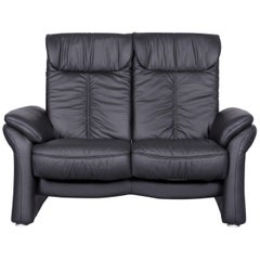 Casada Designer Leather Sofa Black Two-Seat Couch Recliner