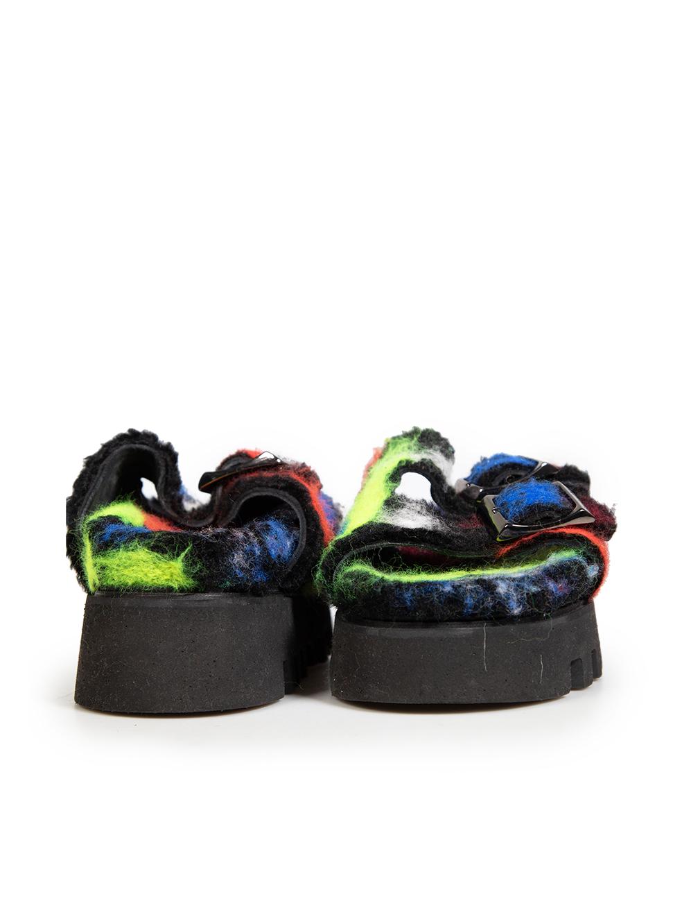 Black Casadei Abstract Felt Platform Slides Size IT 40.5 For Sale