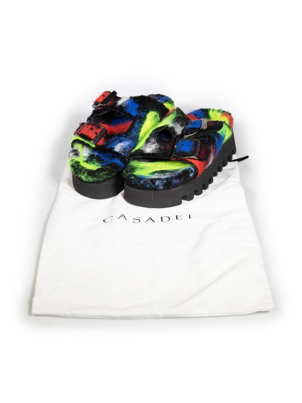 Casadei Abstract Felt Platform Slides Size IT 40.5 For Sale 1