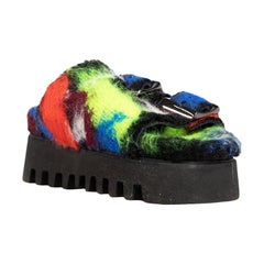 Casadei, scivoli con plateau in feltro astratto, taglia IT 40,5 Casadei, scivoli con plateau in feltro astratto, taglia IT 40,5