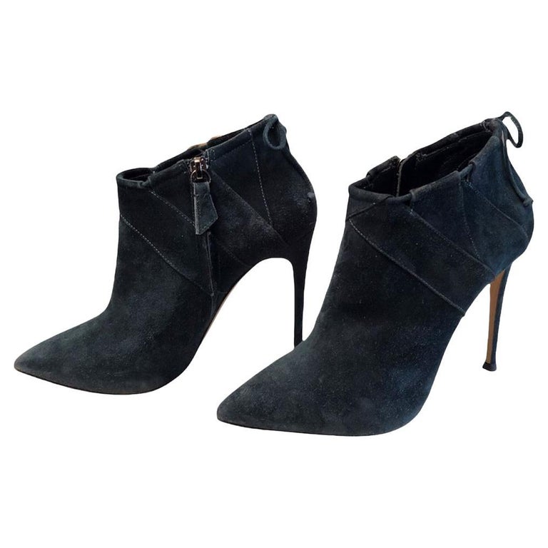 Casadei Ankle Boots in Petrol-Colored Suede For Sale at 1stDibs