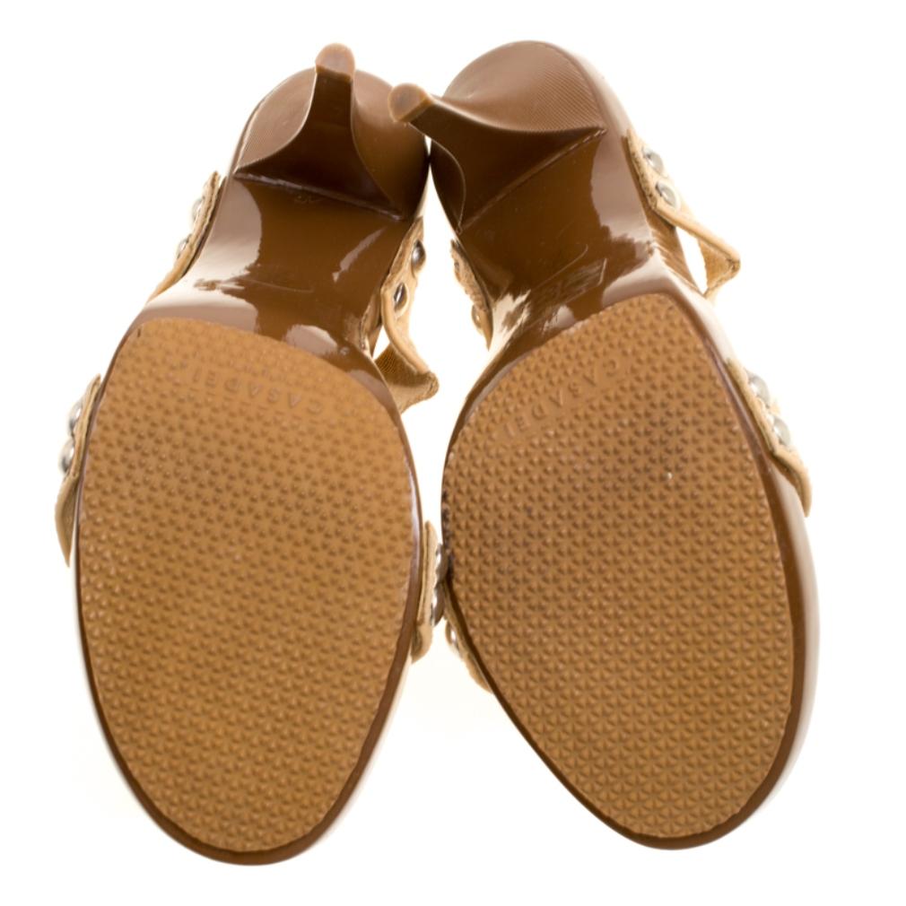 Casadei Beige Cotton Blend Slide Sandals Size 37.5 2