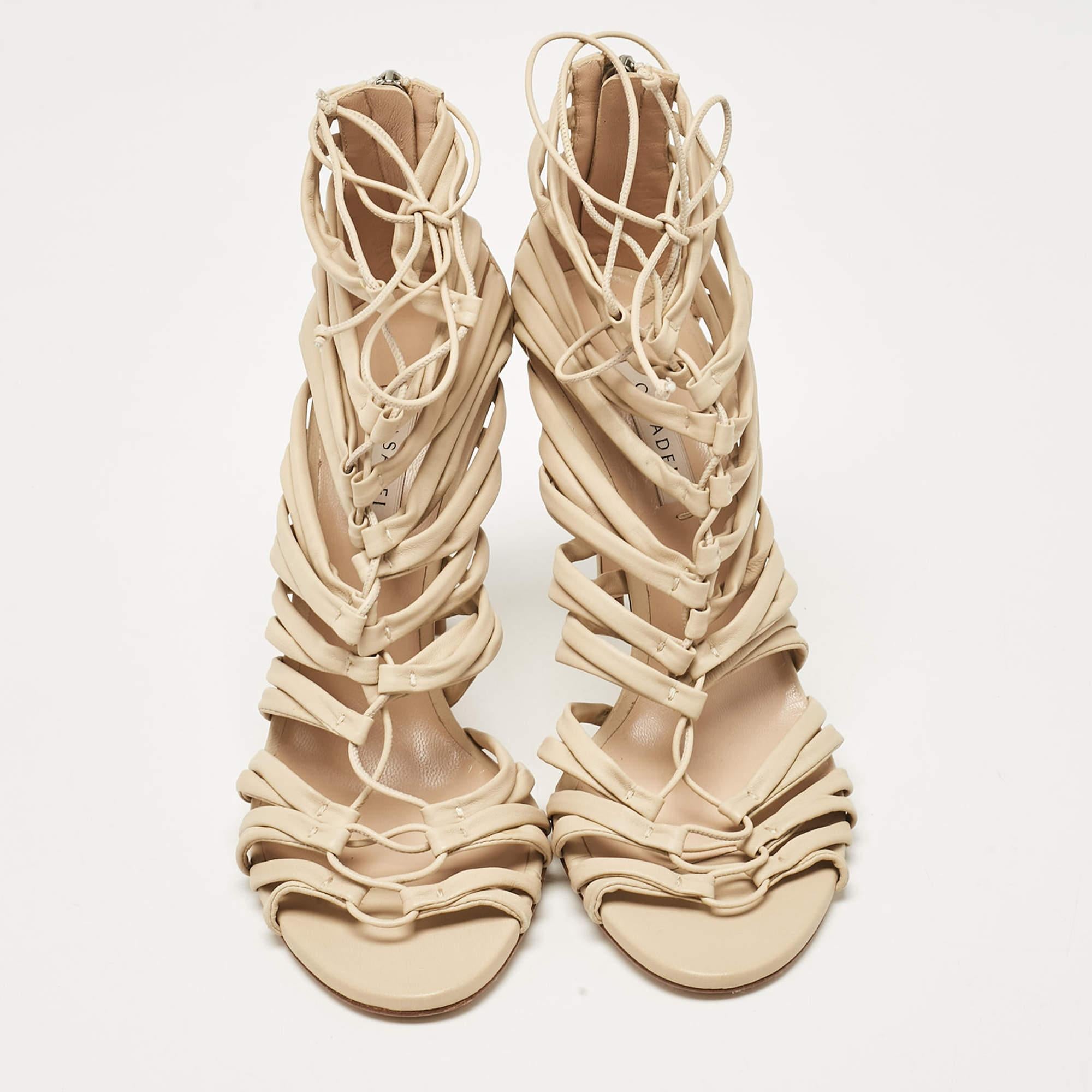 Beige Casadei Sandali Valencia in pelle beige taglia 39 in vendita
