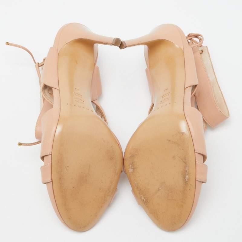 Casadei - Sandales à lanières à bout ouvert en cuir beige, taille 40 en vente 1