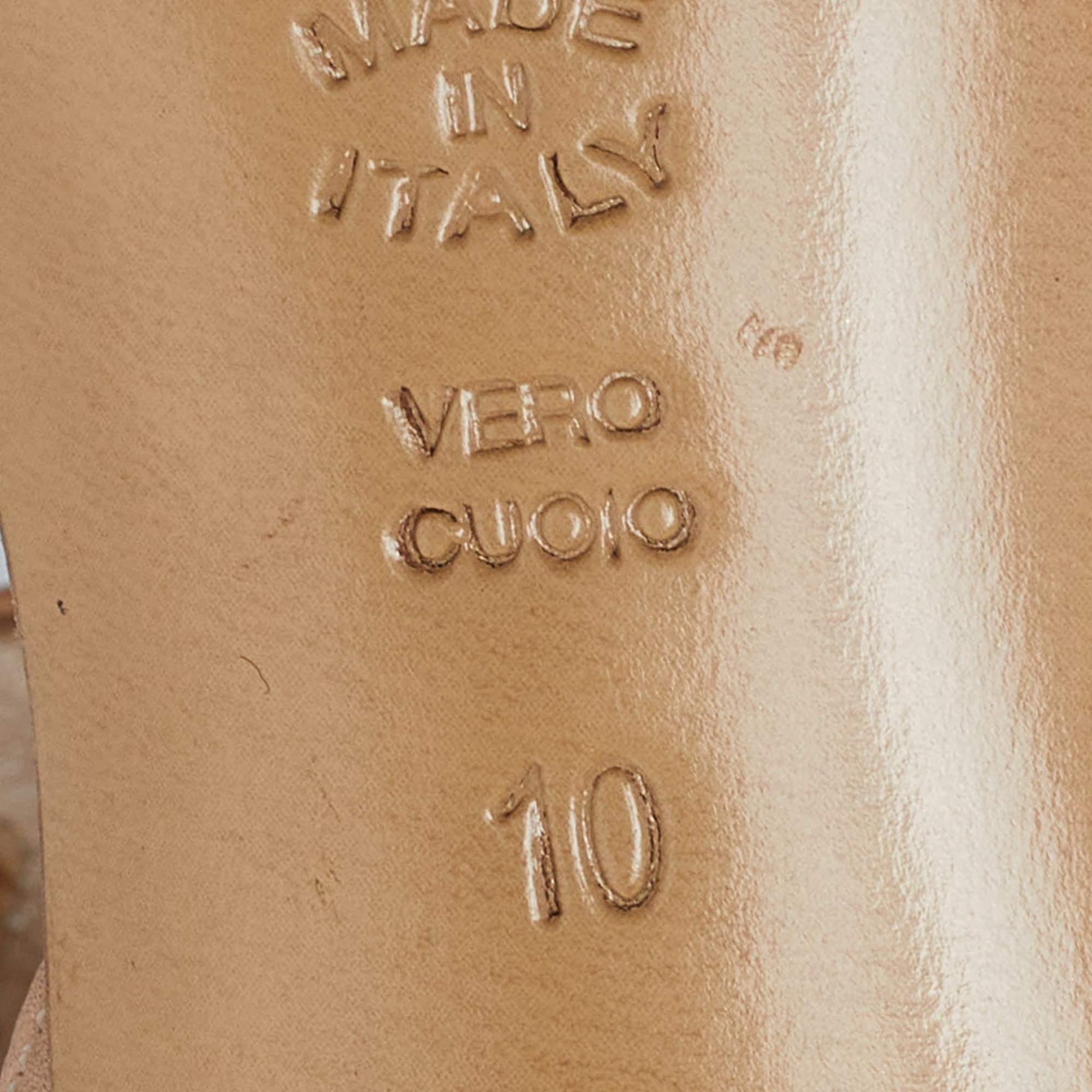 Casadei - Sandales à lanières à bout ouvert en cuir beige, taille 40 en vente 3