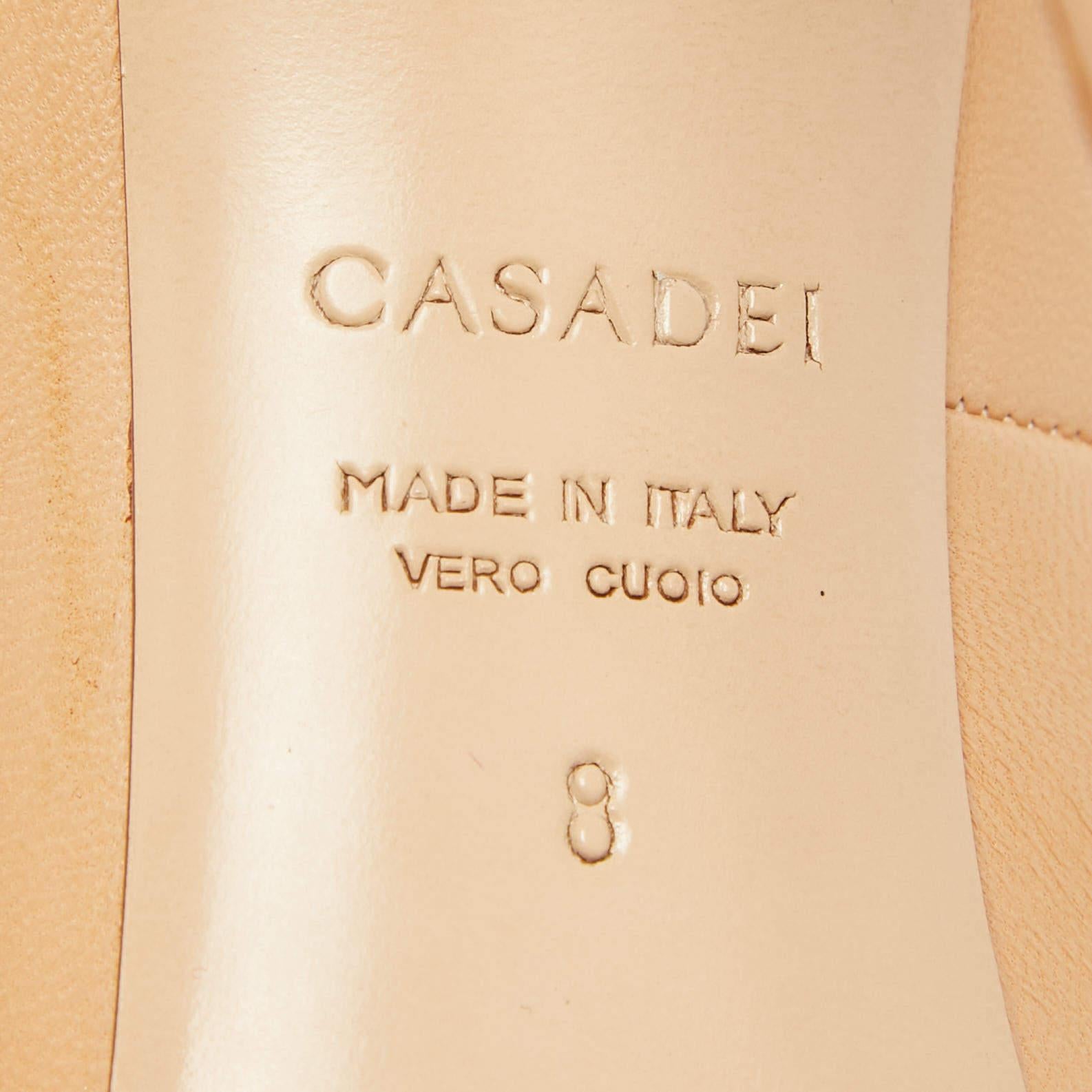 Casadei Beige Pelle Peep Toe Pumps Taglia 38 in vendita 3