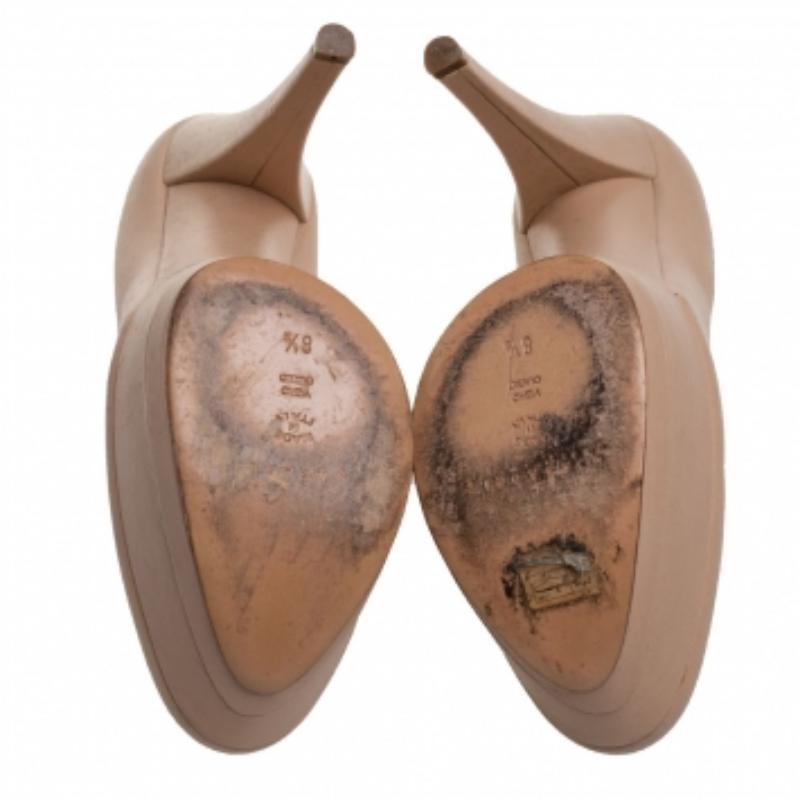 Casadei Beige Leather Platform Pumps Size 38.5 For Sale 3
