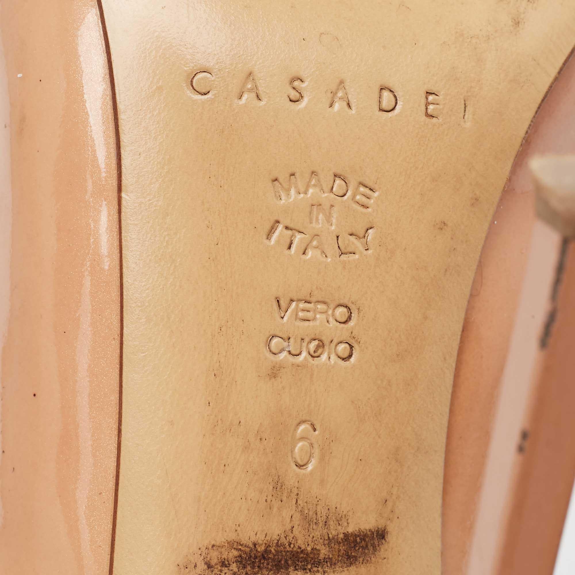 Casadei Beige Patent Leather Pointed Toe Pumps Size 36 For Sale 3