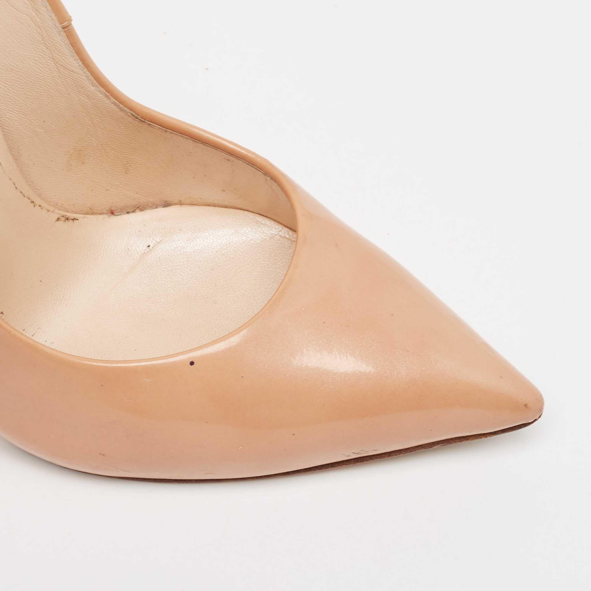 Casadei Beige Patent Leather Pointed Toe Pumps Size 36 For Sale 4