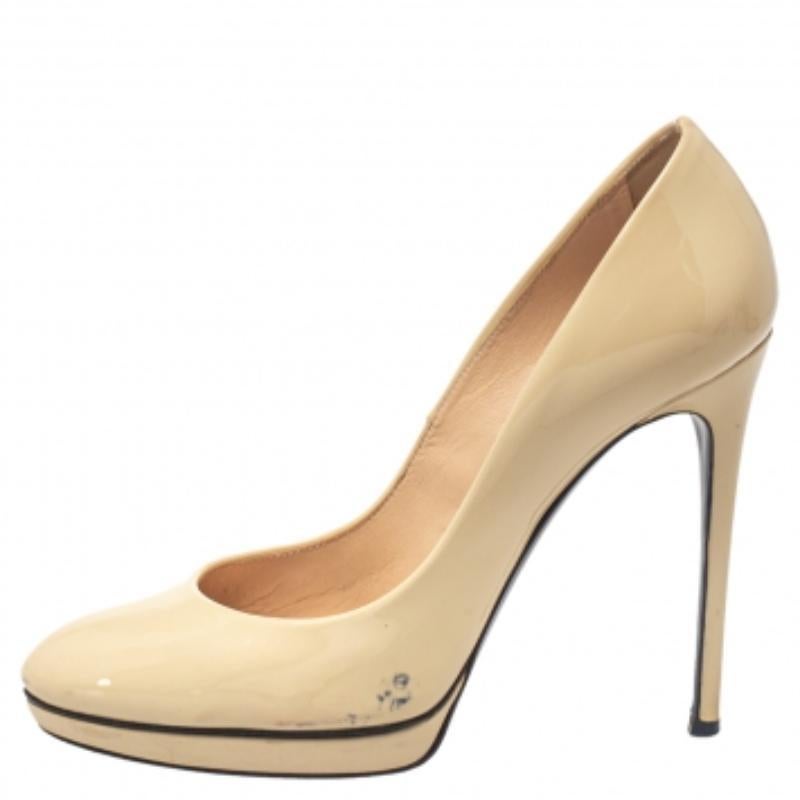 Casadei Beige Patent Leather Pumps Size 38 For Sale 1