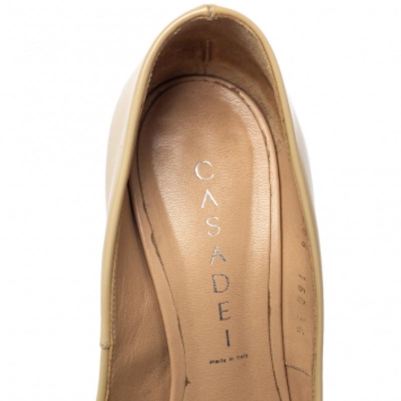 Casadei Beige Patent Leather Pumps Size 38 For Sale 2