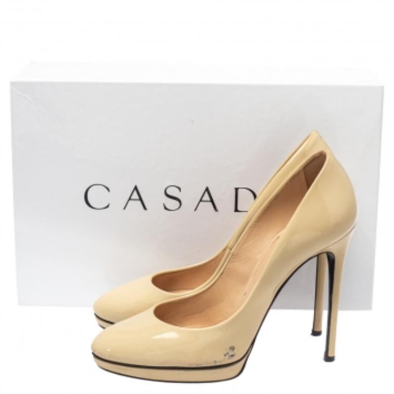 Casadei Beige Patent Leather Pumps Size 38 For Sale 5