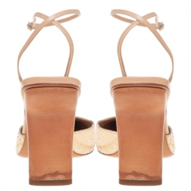 Casadei Beige Snakeskin Square Toe Ankle Wrap Sandals Size 38.5 For Sale 1
