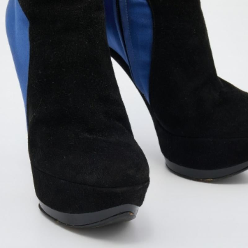 De las mujeres Casadei Botines de plataforma de ante y satén negro/azul talla 38 en venta