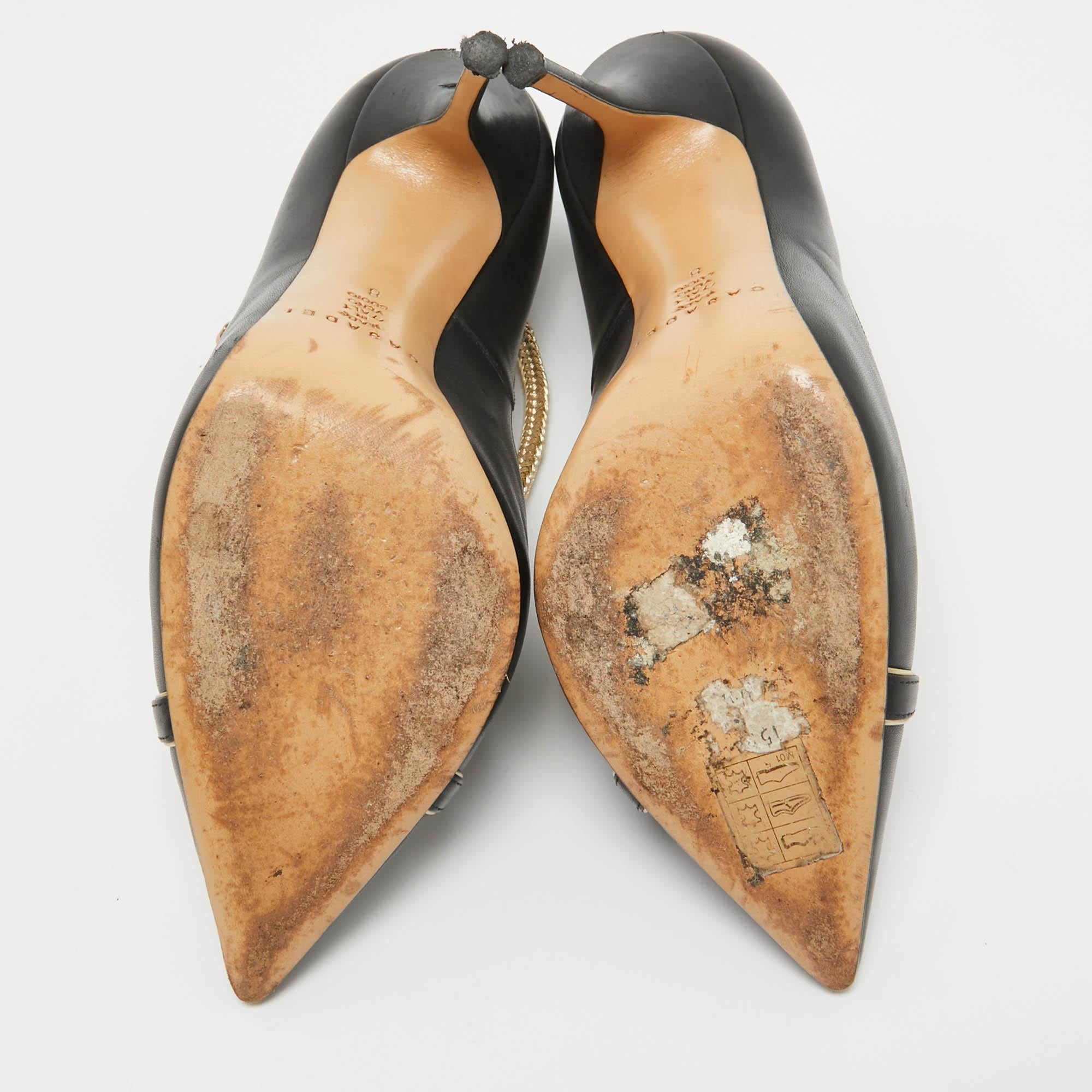 Casadei Black/Gold Leather Pumps Size 38 For Sale 2