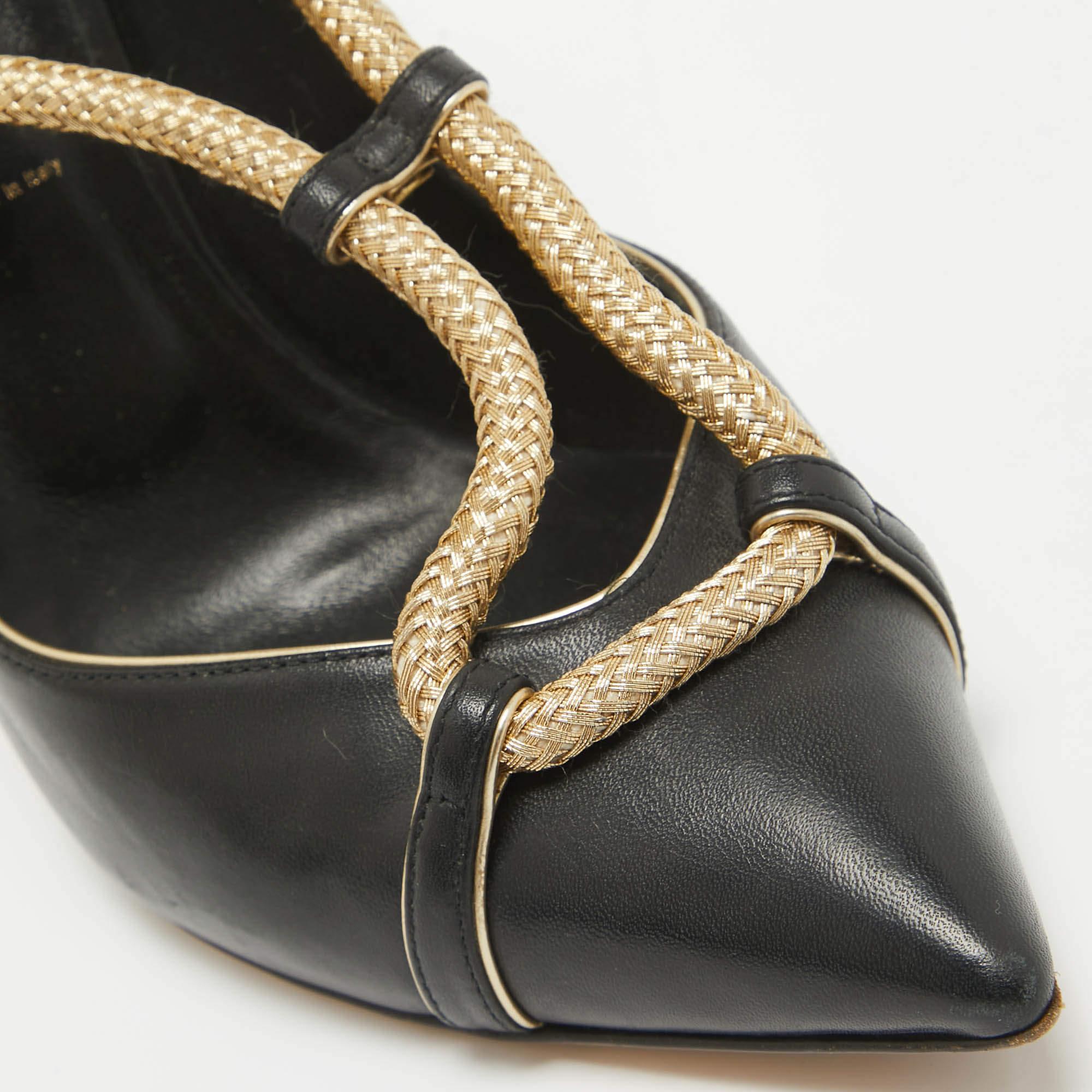 Casadei Black/Gold Leather Pumps Size 38 For Sale 3