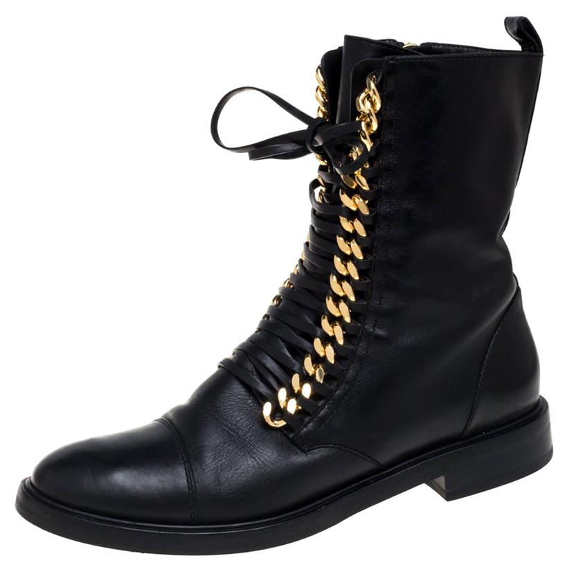 Casadei Black Leather 'City Rock' Ankle Boots Size 41 For Sale