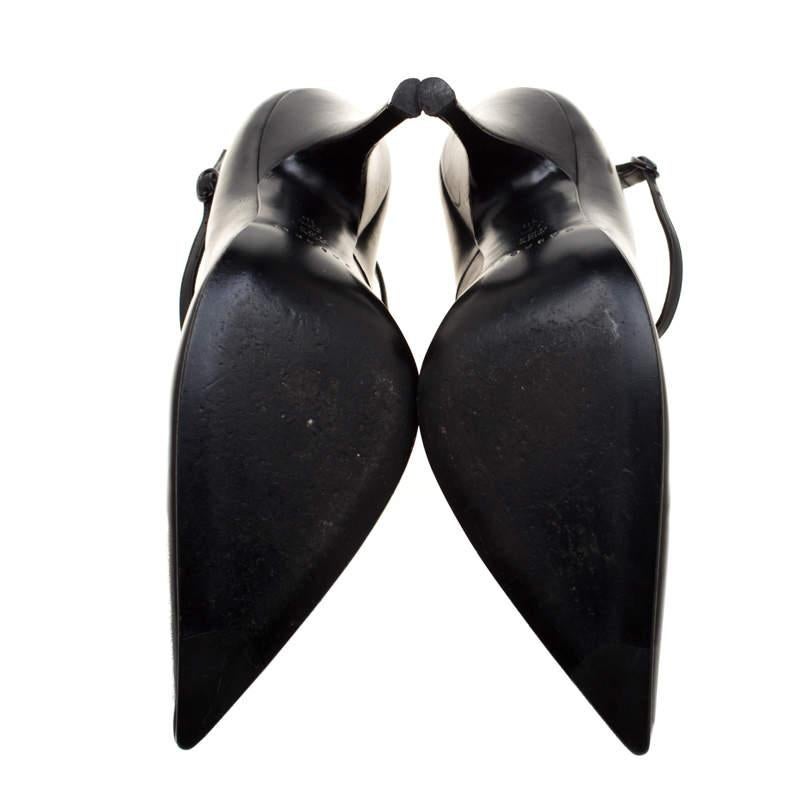 Casadei Black Leather Pointed Toe Ankle Strap Pumps Size 40 1