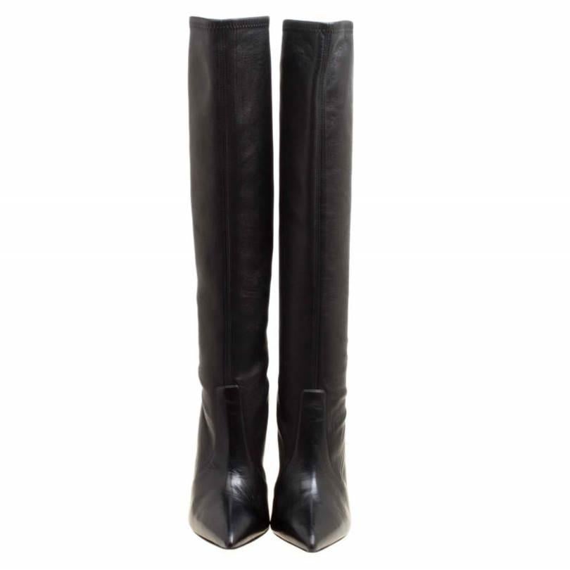 Creations as fashionable as this pair of knee high boots from Casadei deserves to be in every woman's closet. They've been created from leather and designed with pointed toes and 11.5 cm heels that are sculpted to perfection.

Includes: Original