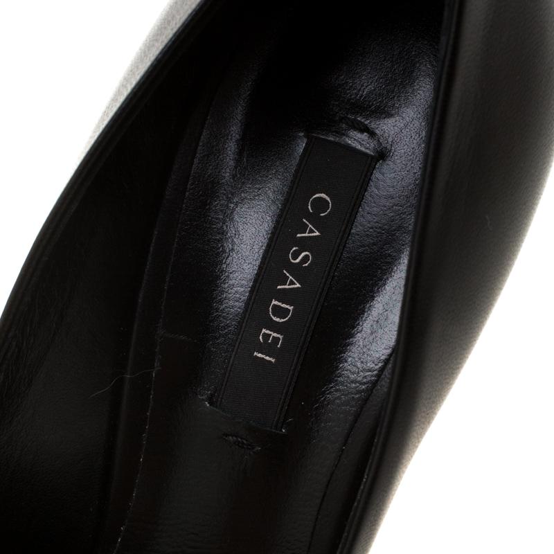 Casadei Black Leather Pointed Toe Pumps Size 40 3