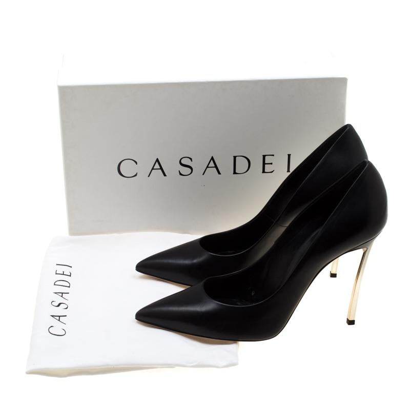 Casadei Black Leather Pointed Toe Pumps Size 40 4