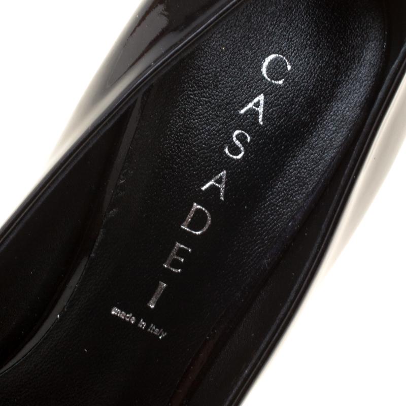 Casadei Black Patent Leather Pointed Toe Pumps Size 39 3