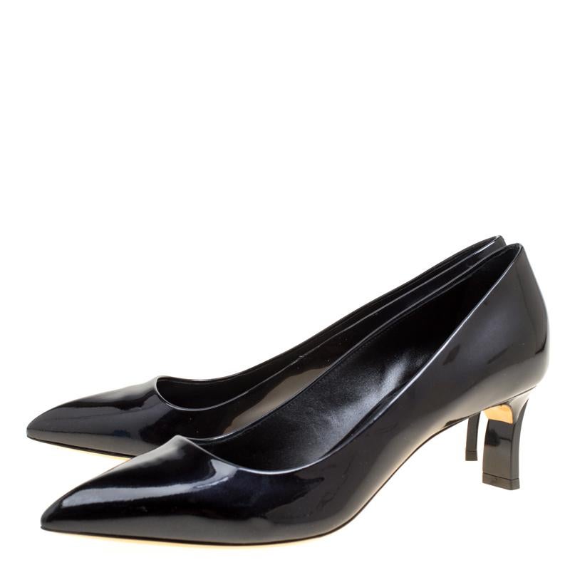 Casadei Black Patent Leather Pointed Toe Pumps Size 39 1