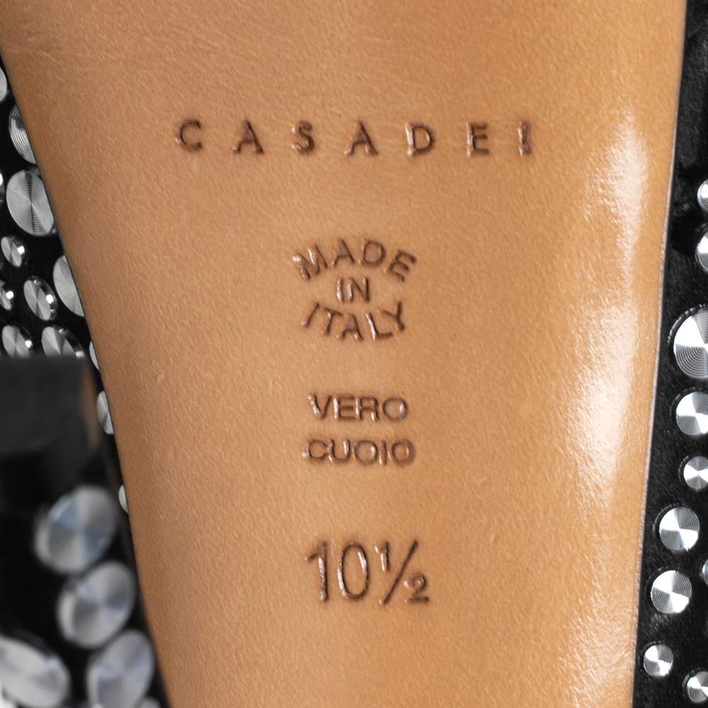 Casadei - Décolleté con zeppa in raso nero con borchie - misura 40,5 3