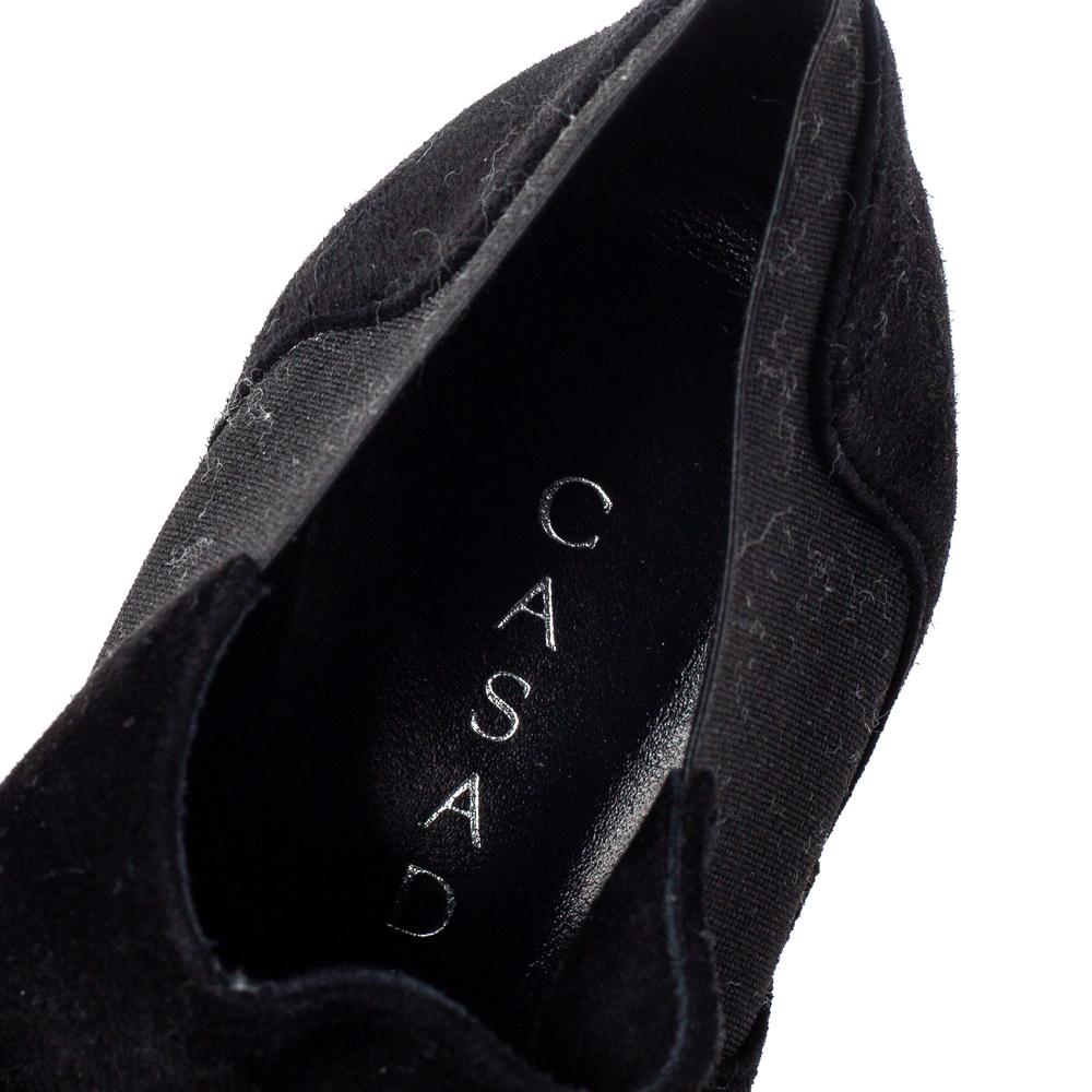 Women's Casadei Black Suede Ankle Boots Size 37 For Sale