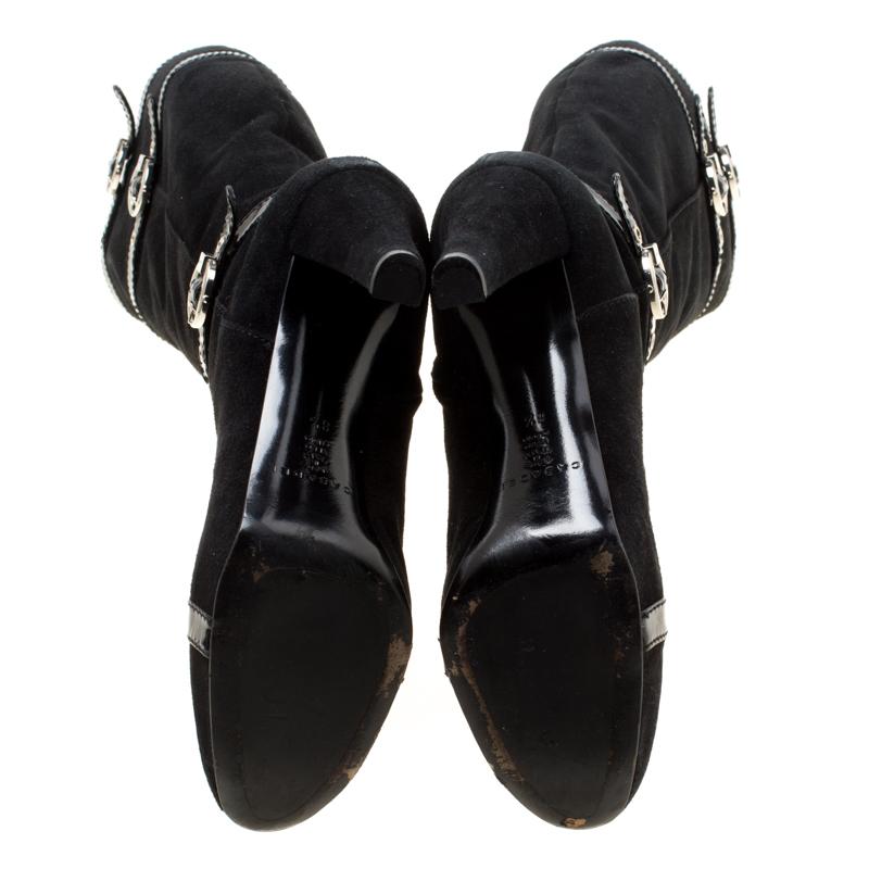 Women's Casadei Black Suede Knee Length Boots Size 38.5