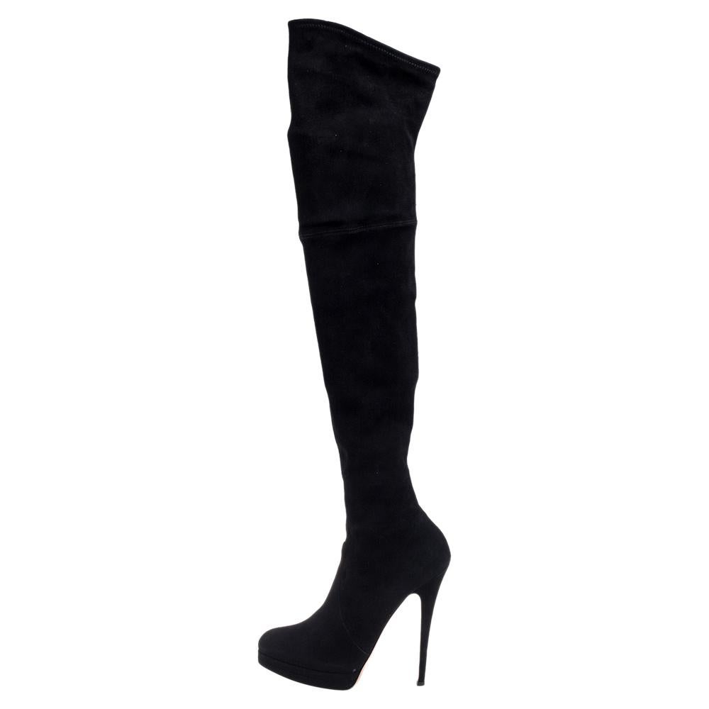 Casadei Black Suede Over Knee Boots Size 41 1