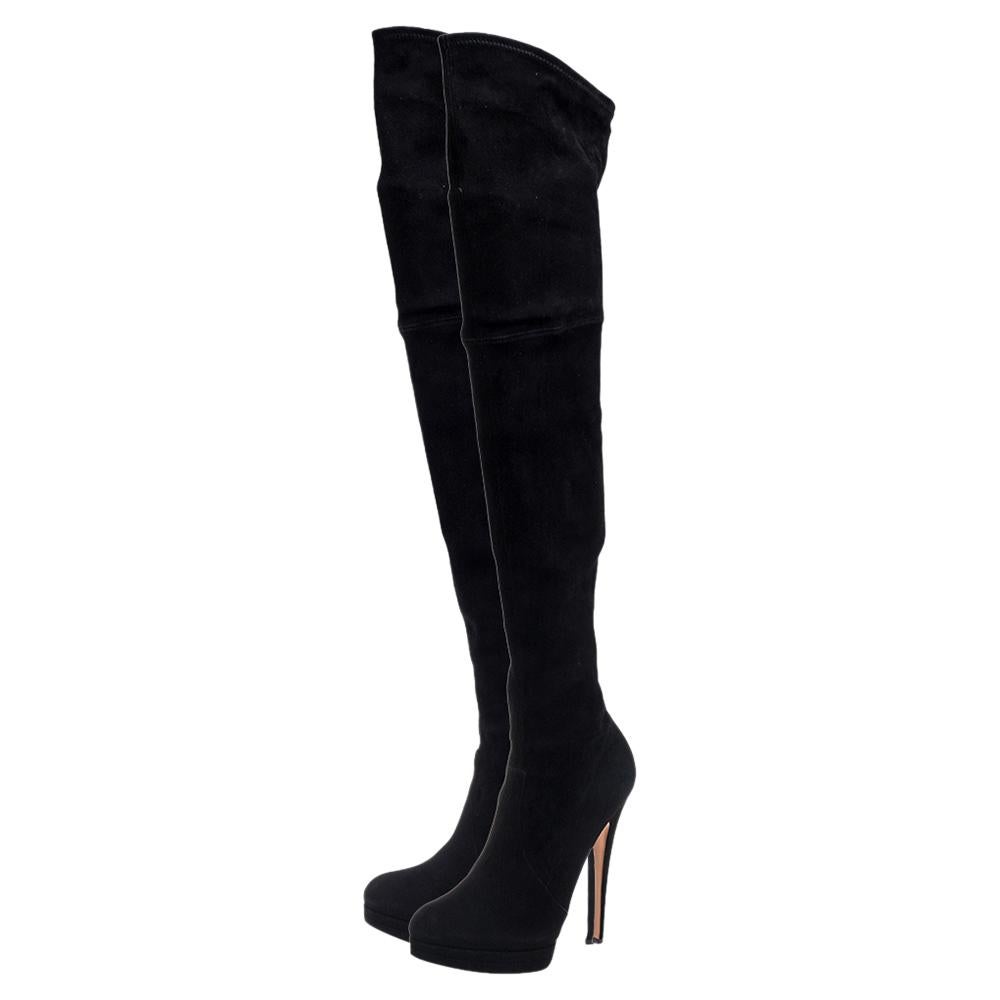 Casadei Black Suede Over Knee Boots Size 41 5