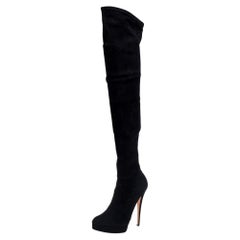 Casadei Black Suede Over Knee Boots Size 41