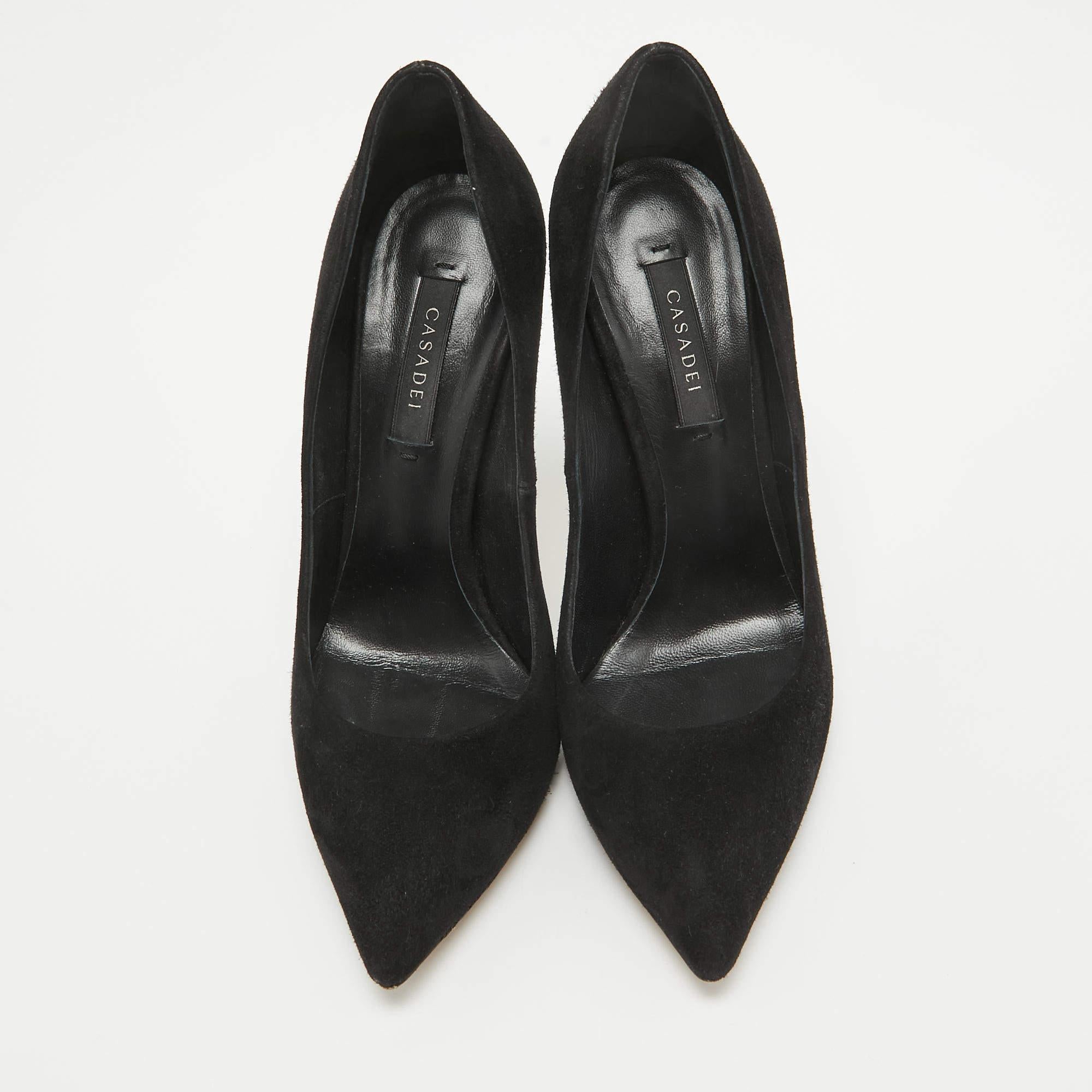 Casadei Black Suede Pearl Blade Pumps Size 36.5 In Good Condition In Dubai, Al Qouz 2