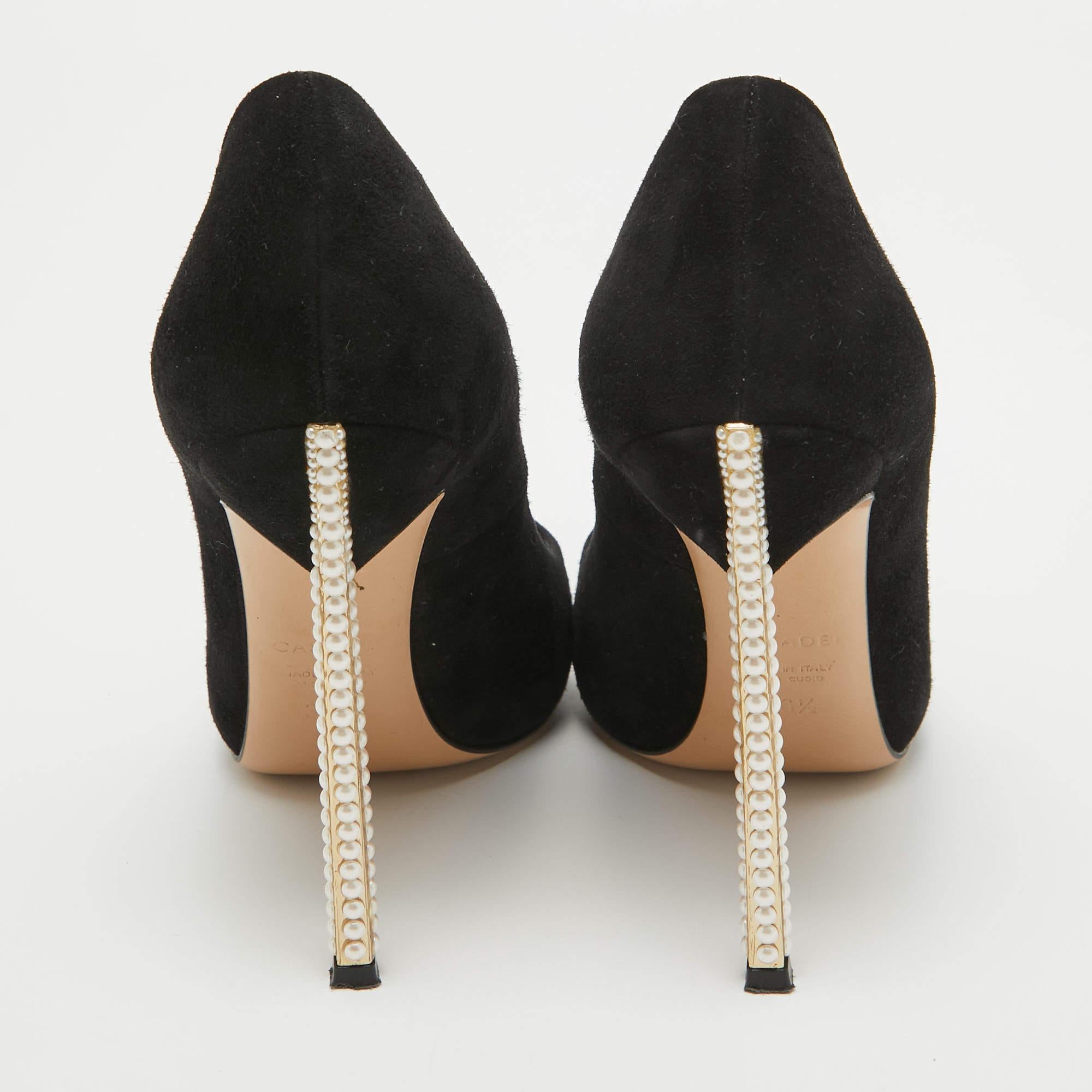 Casadei Black Suede Pearl Blade Pumps Size 36.5 1