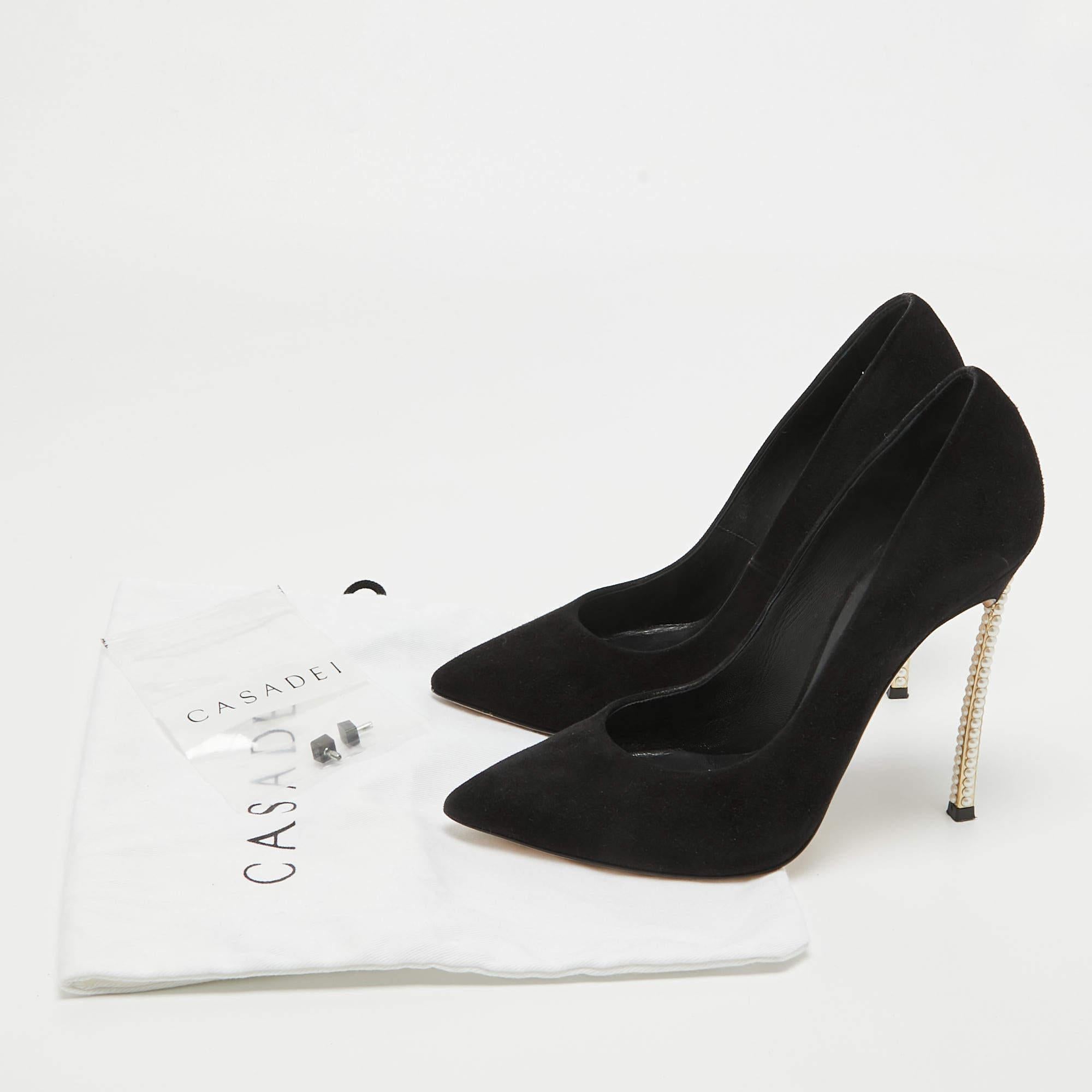 Casadei Black Suede Pearl Blade Pumps Size 36.5 5