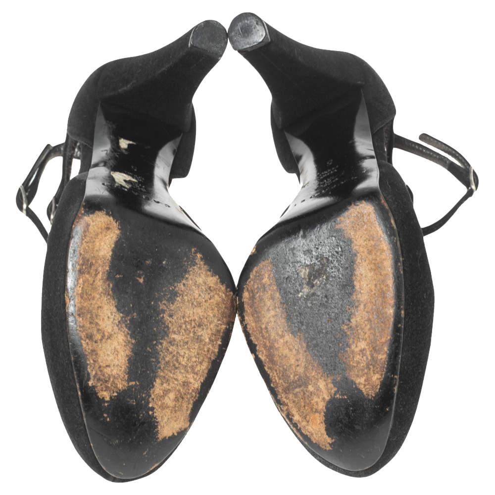 Casadei Sandales en daim noir à plateforme peep-toe et à sangle de cheville Taille 35 1