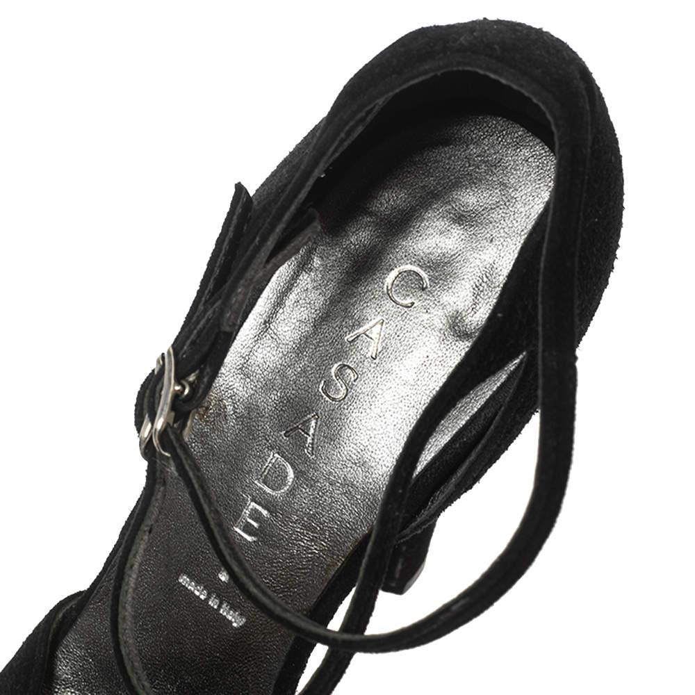 Casadei Sandales en daim noir à plateforme peep-toe et à sangle de cheville Taille 35 2