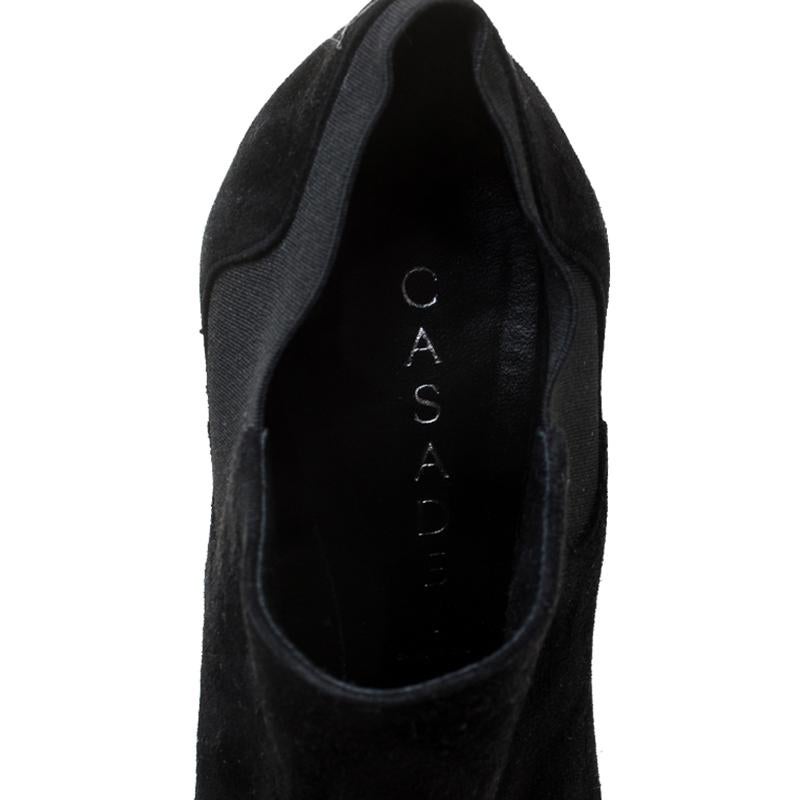 Casadei Black Suede Platform Ankle Boots Size 36.5 2