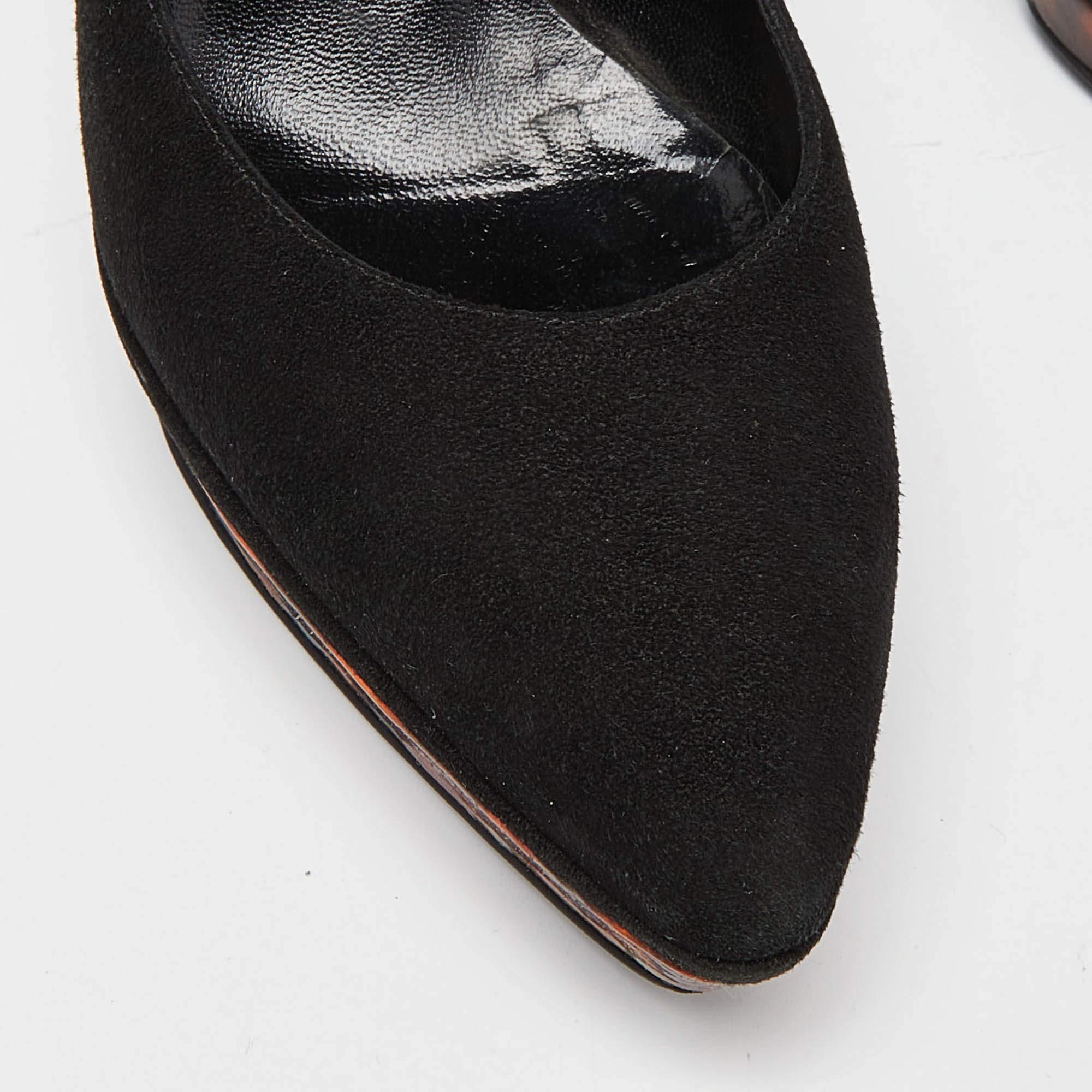 Casadei Black Suede Platform Pumps Size 37 For Sale 3