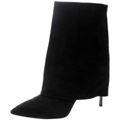 Casadei Black Suede Pointed Toe Boots Size 37.5