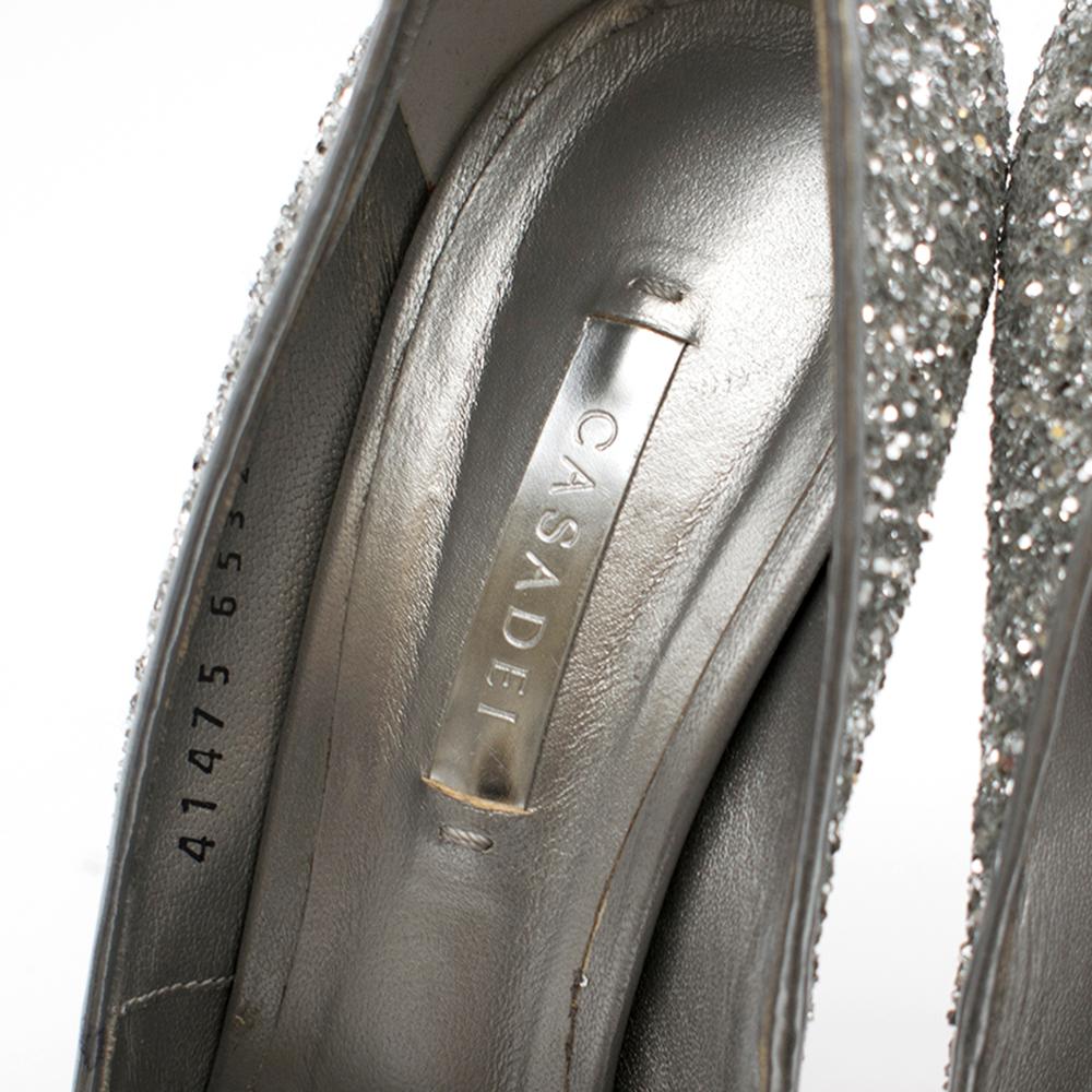 Casadei Blade Pumps in Silver Glitter SIZE 39 For Sale 1